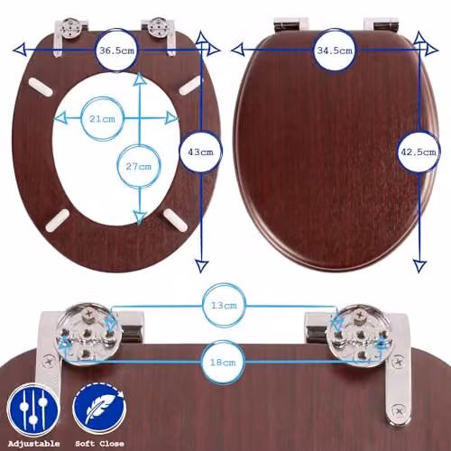 Harbour Housewares Soft Close Oval MDF Wooden Toilet Seat in Brown – 3