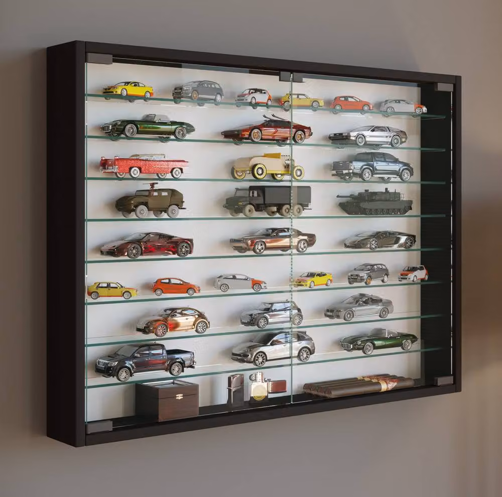VCM Mandosa XXL Wall Mounted Hanging Display Case with Glass Doors in Black, W/D/H: 80 x 60 x 60 cm – 3