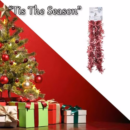 VFM e-Store Red Striped Candy Cane Tinsel Christmas Decoration W/D/H: 55 x 19 x 12 cm – 6