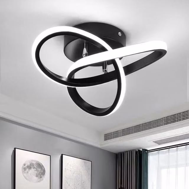 COMELY Modern Clover-Shaped LED Ceiling Light, 22W, Black