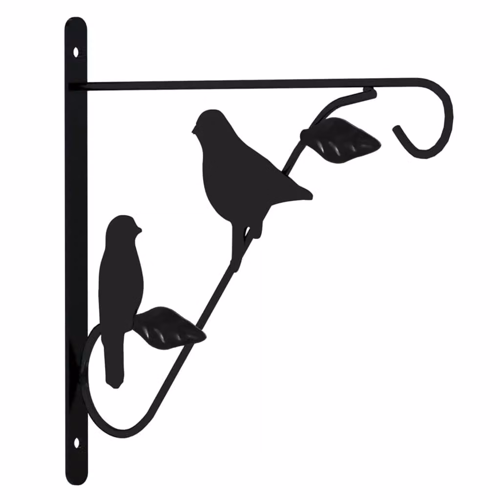 Berkfield Home Hanging Basket Brackets with Planters, 4 Piece Black Steel Set – 2