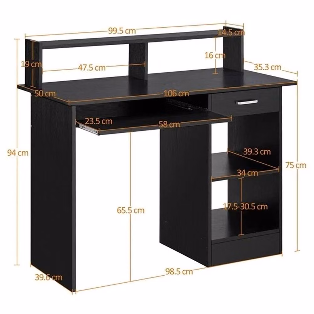 EONLION Modern Black Computer Desk with Storage Drawers – 2