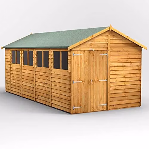 Powersheds Premium Apex Overlap Wooden Shed in Brown with Window and Security Features