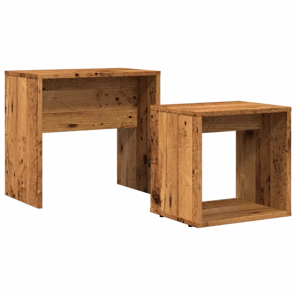 Berkfield Home Nesting Coffee Tables, 2 Piece Set in Brown Old Wood Finish – 2