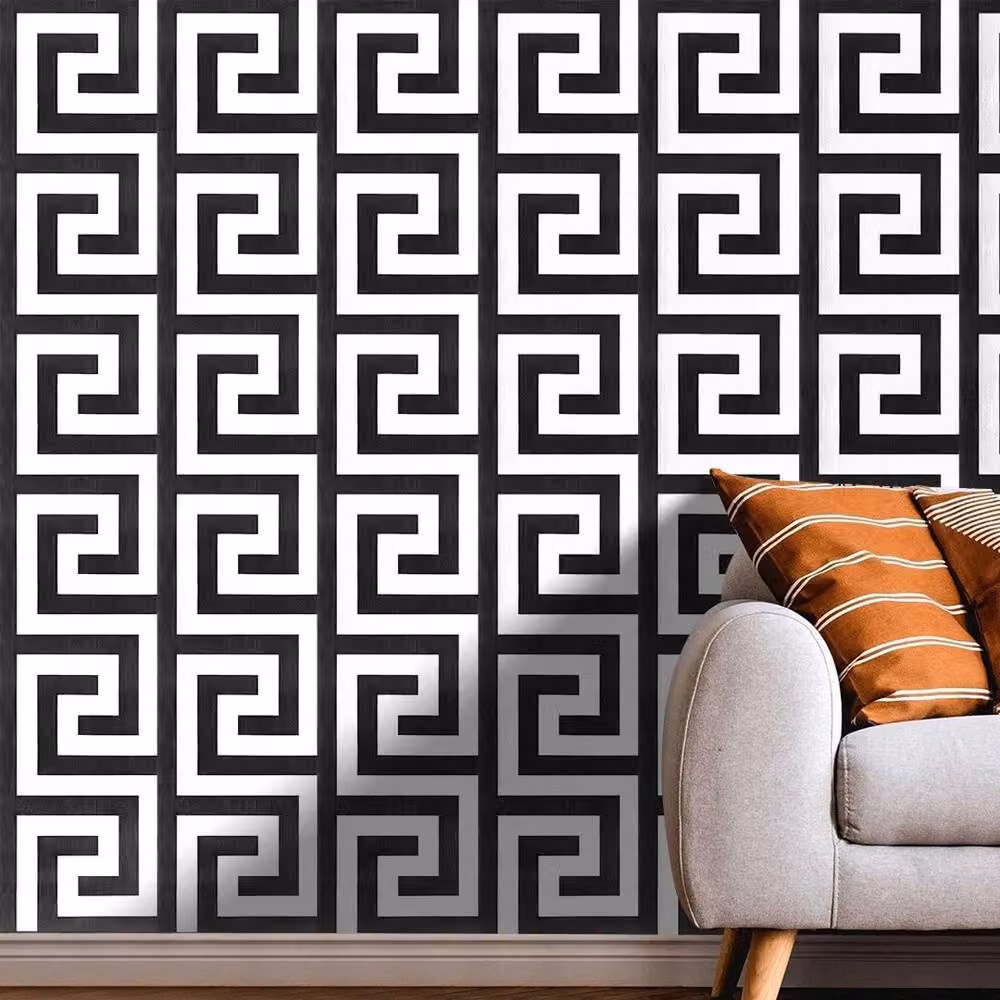 EONLION Black and White Geometric Abstract Wallpaper Roll, Width: 100 cm – 4