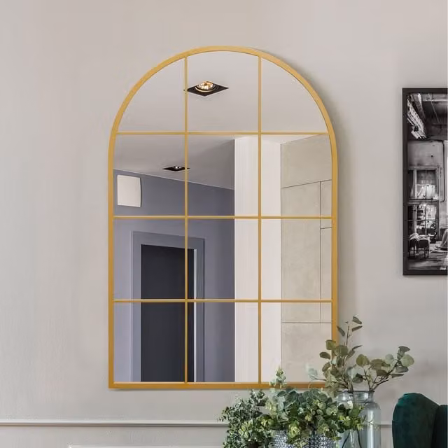 MirrorOutlet Fenarc Modern Wall Mirror in Gold and Black