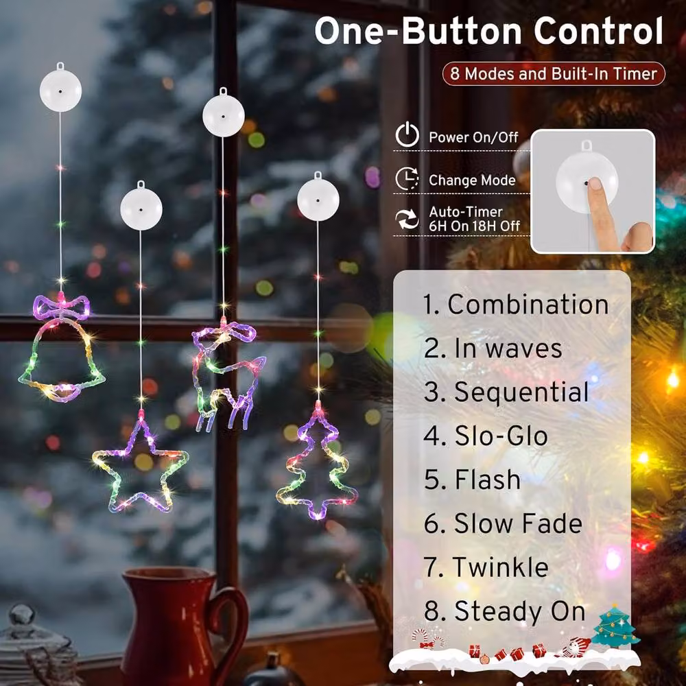 Garwarm Multicolour Hanging Christmas Window Lights with 8 Modes and Auto Timer – 2
