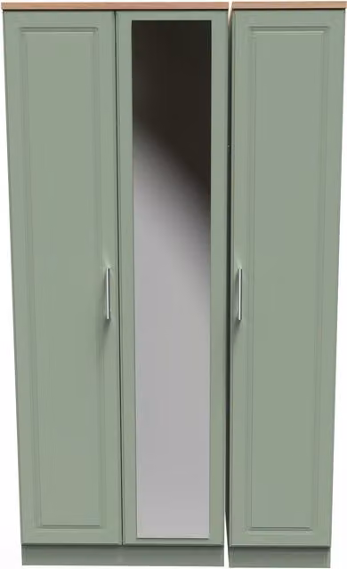 2 U Norfolk Ready Assembled Tall Triple Mirror Wardrobe in Pale Green