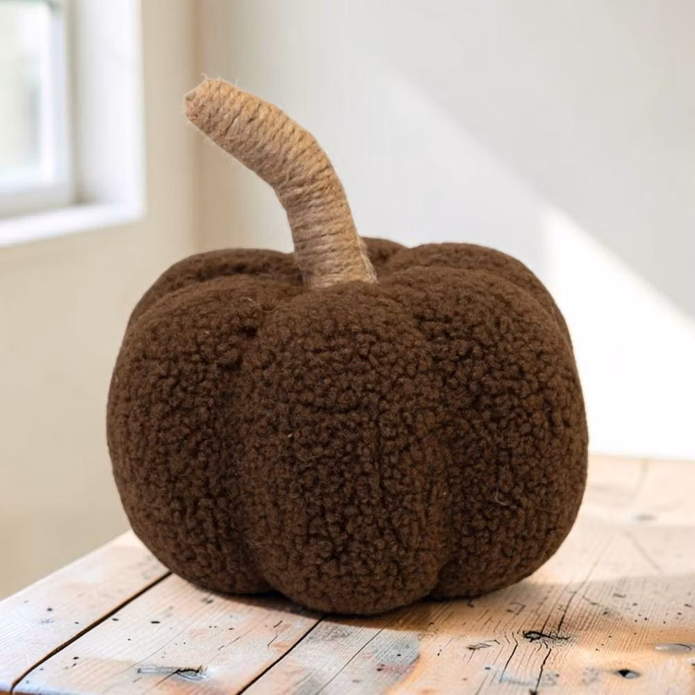 Four Candle Brown Boucle Pumpkin, Height: 17 cm – 2