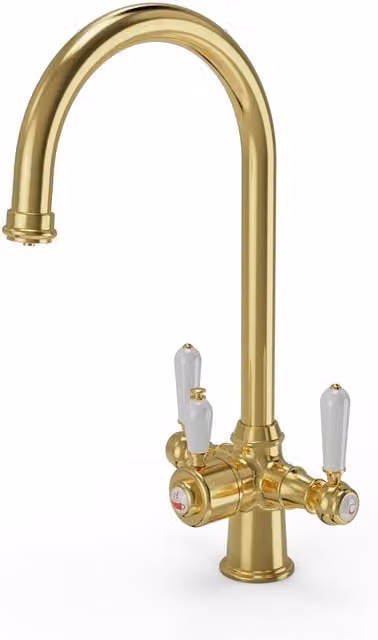 BWT Kitchflow Three in One Instant Boiling and Filtered Water Kitchen Tap and Tank in Gold Brass Effect