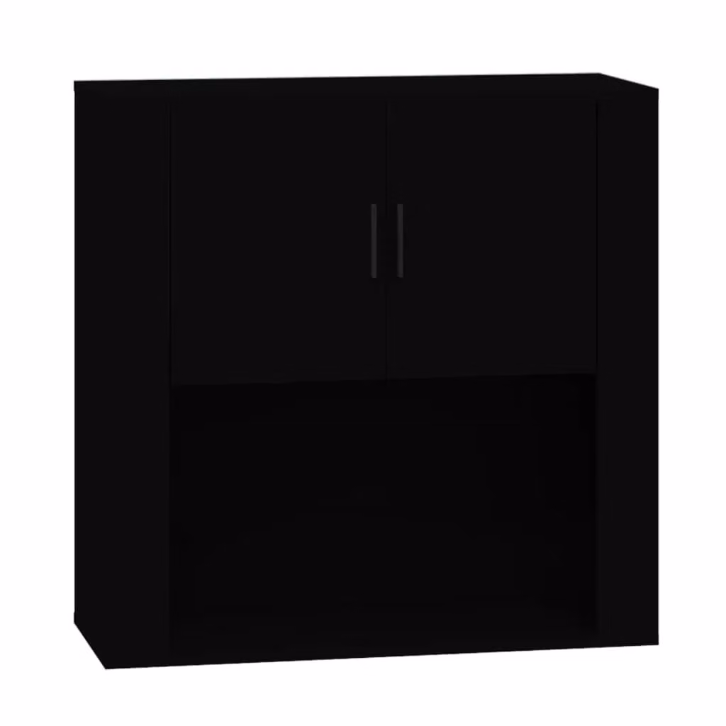 Berkfield Home Black Wall Mounted Cabinet with Hinged Doors and Internal Shelves, W/D/H: 80 x 33 x 80 cm