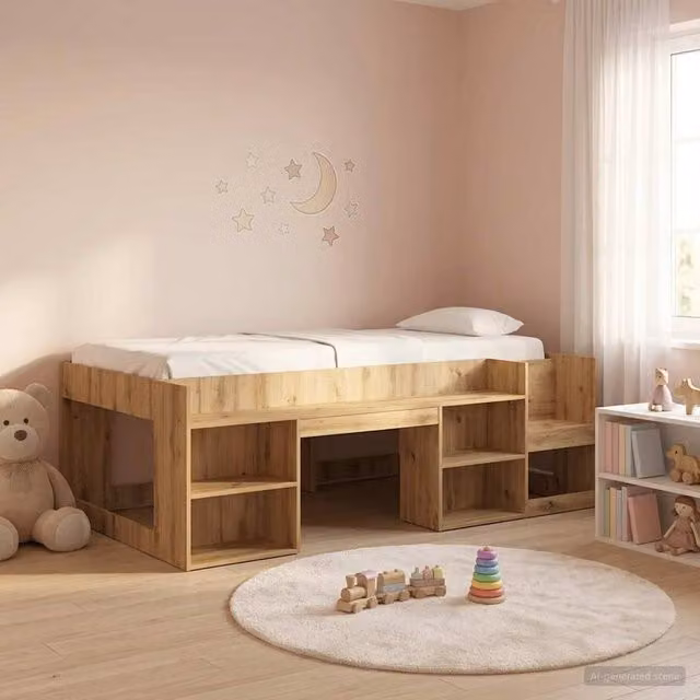 Berkfield Home Kids Bed Frame with Storage in Artisan Oak Brown, W: 75 cm, L: 190 cm – 1
