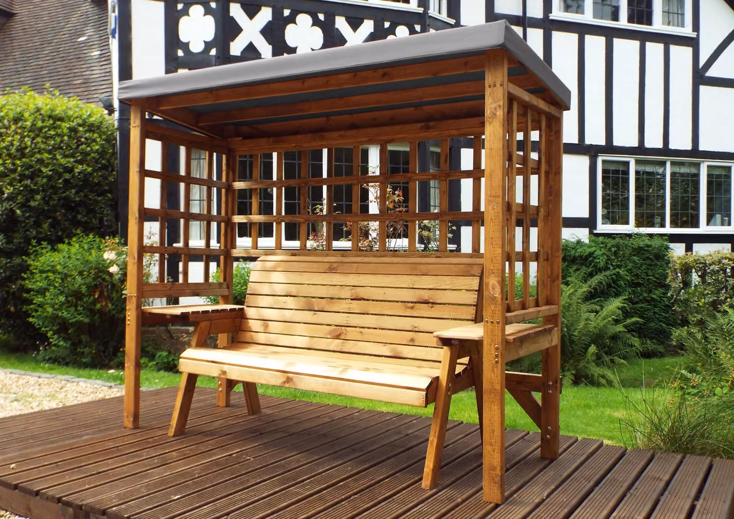 Charles Taylor Trading Wentworth Three Seater Garden Arbour in Grey and Brown – 2