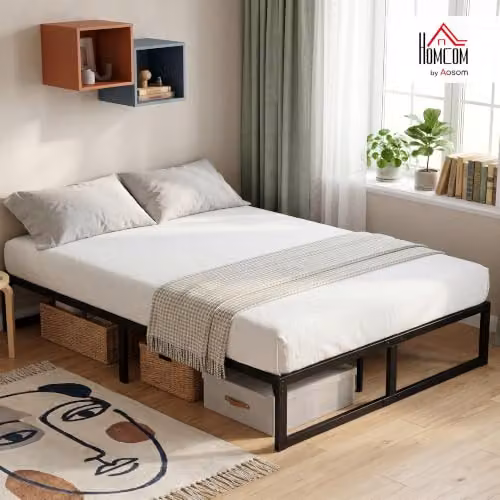 HOMCOM Double Bed Frame with Underbed Storage, Black, W/D/H: 140 x 200 x 32.5 cm – 3