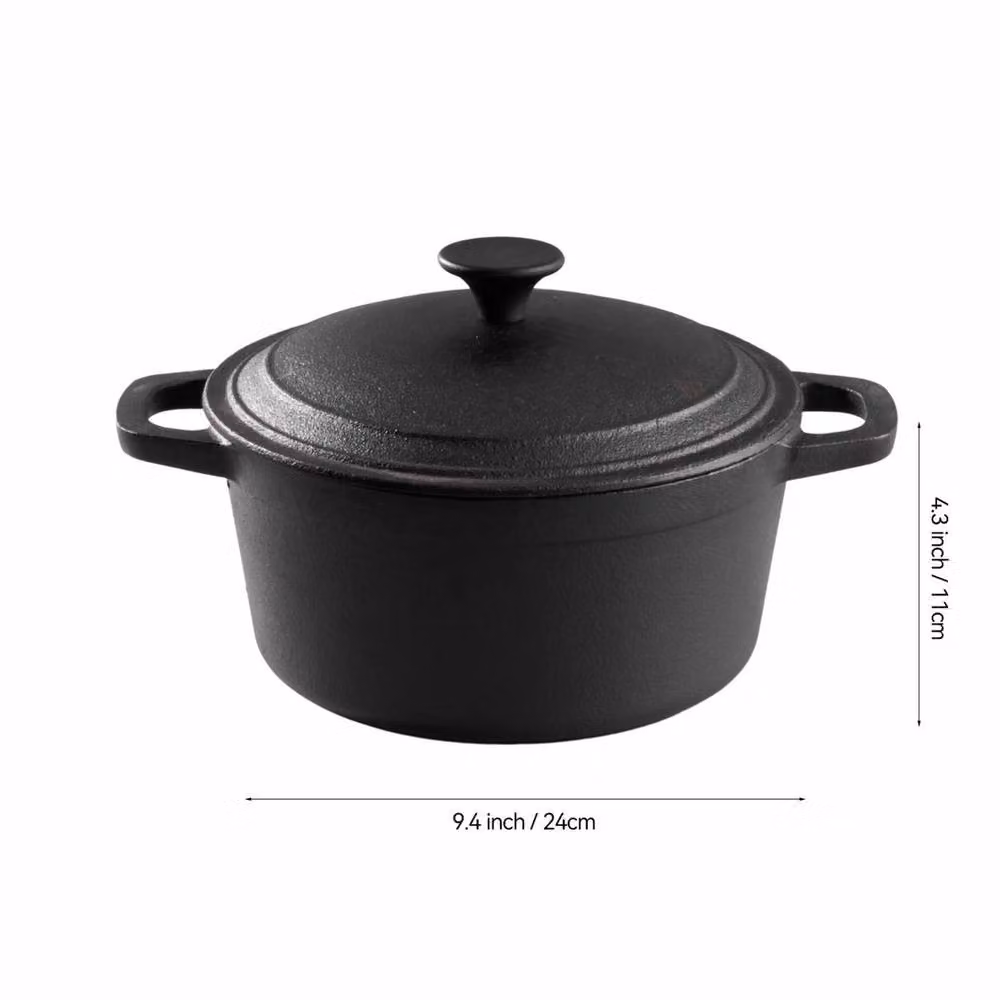 PAWNORA Uncoated Cast Iron Casserole Cooking Pot, Black, 4 l – 2