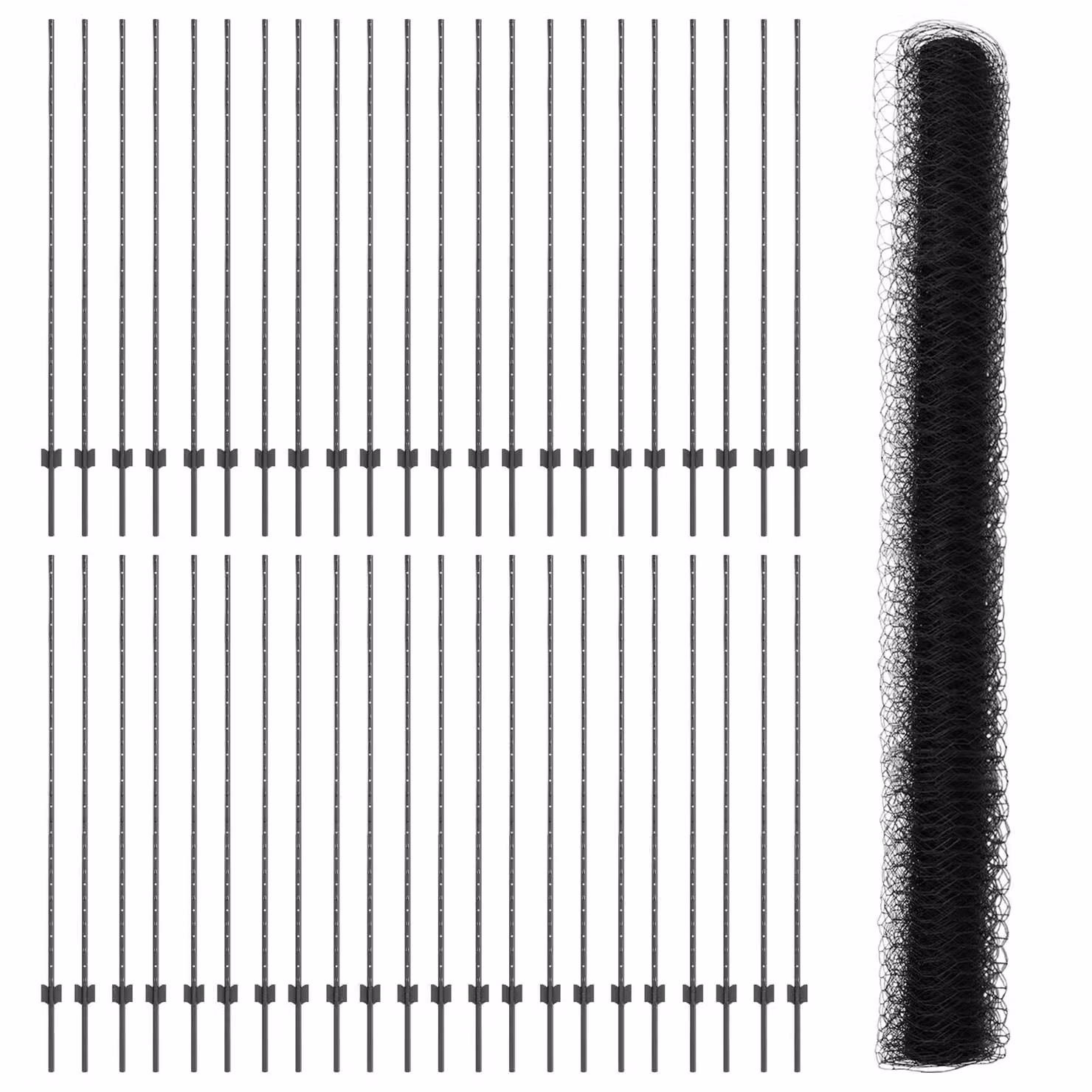 Berkfield Home Grey Steel U-Channel Fence Post Set (22 pcs), Height: 150 cm – 1