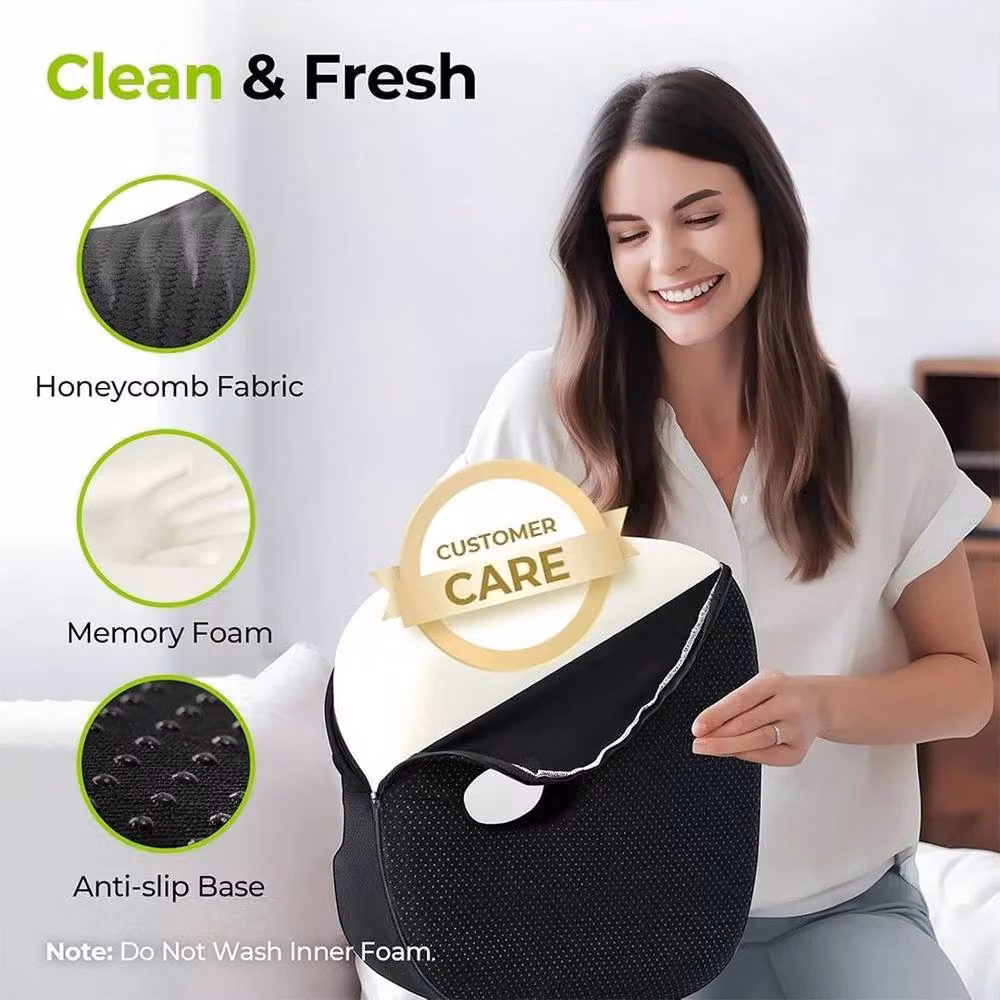 EONLION Innovation Black Contoured Round Donut Seat Cushion, W: 120 cm, D: 90 cm – 3