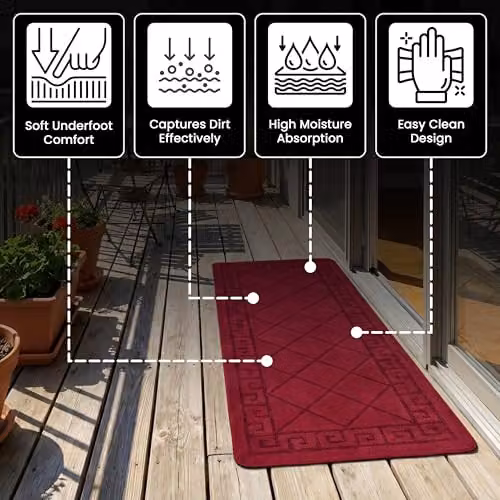Smart Living Red Non-Slip Heavy Duty Hallway Runner Rug, Machine Washable, W: 60 cm, L: 220 cm – 8