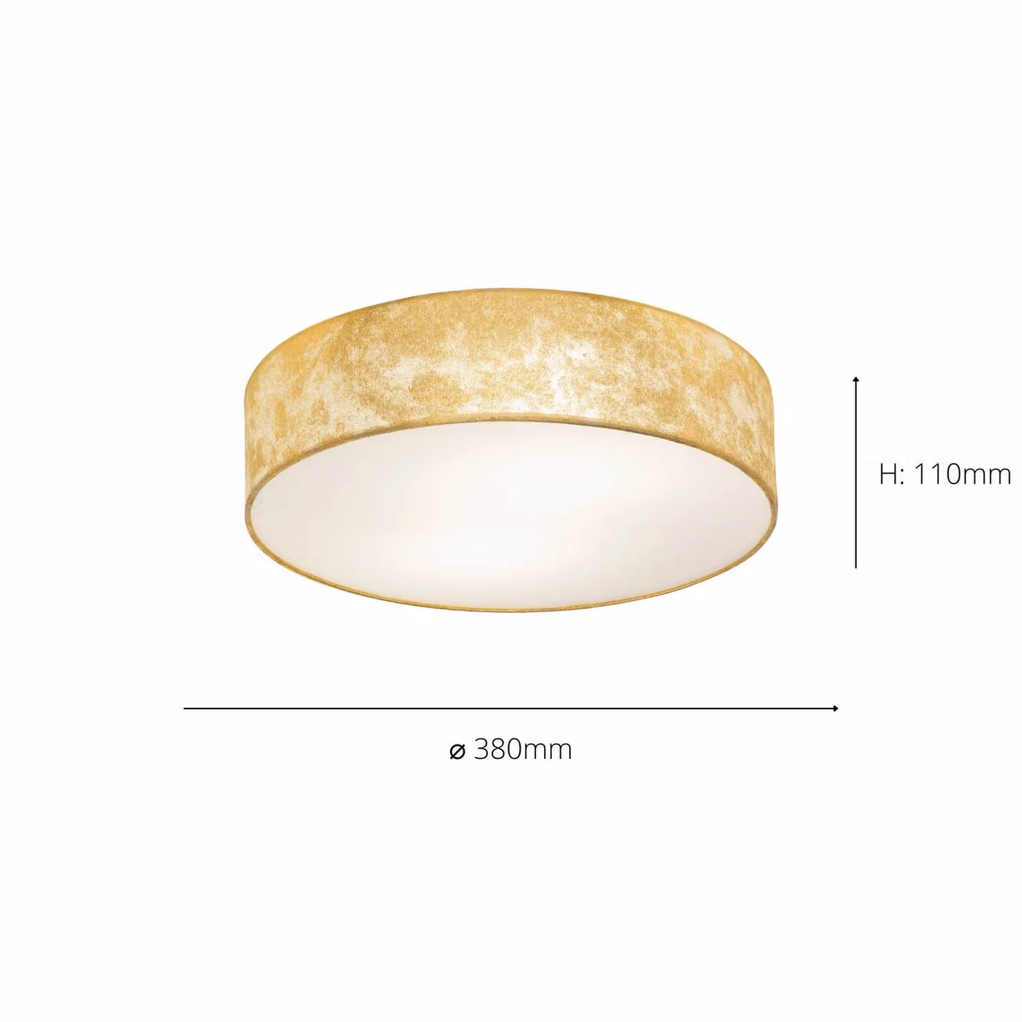 Eglo Viserbella Cylinder Ceiling Light in Gold and Yellow with Fabric Shade – 2