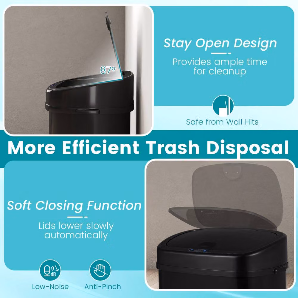 Costway 58L Infrared Motion Sensor Automatic Touchless Garbage Can in Black – 7
