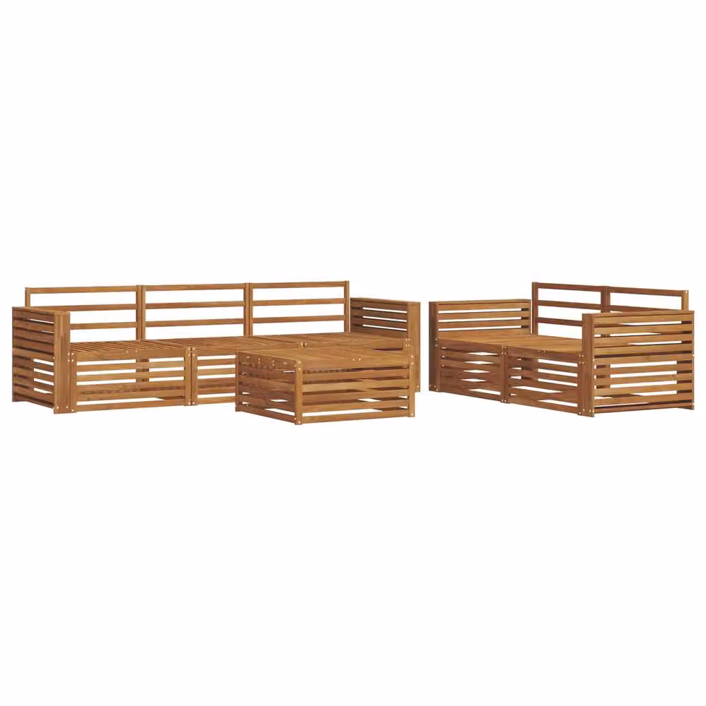 Berkfield Home 6 Piece L-Shape Outdoor Sofa Set in Brown Solid Acacia Wood – 2