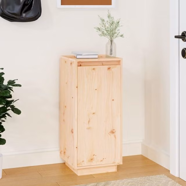 Berkfield Home Solid Pine Wood Shoe Cabinet in Brown, W/D/H: 35 x 35 x 80 cm