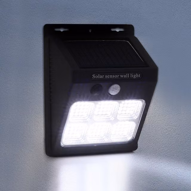Breeins Solar Power Wall Light with COB LED Motion Sensor in Black