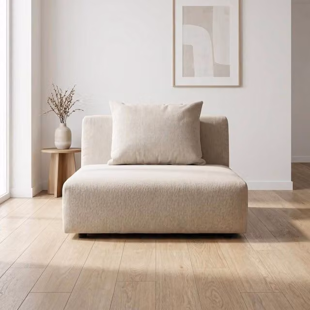 Abakus Direct Tokyo Single Seat Lounge Chair in Anthracite Grey Basket Weave Fabric with Soft Sand Deep Seats