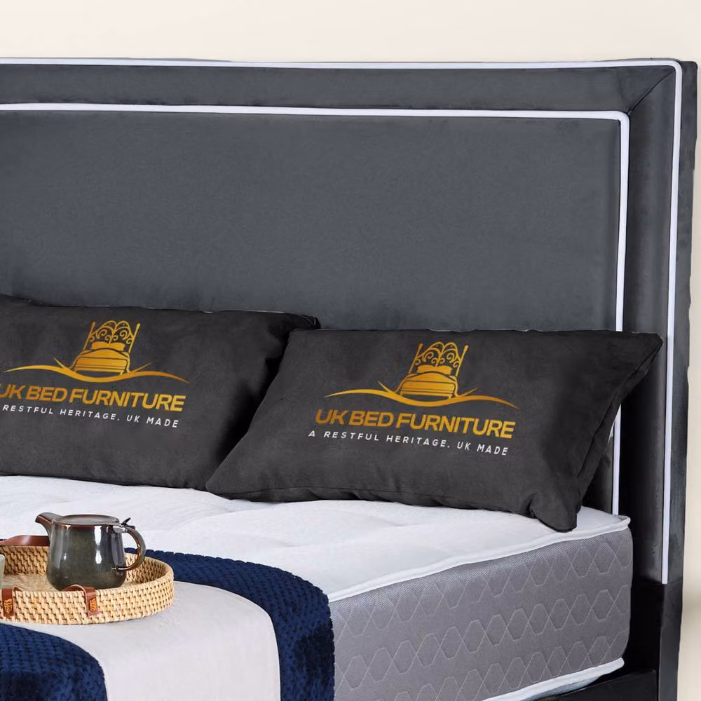 UK Bed Furniture Ariana Upholstered Velvet Bed Frame in Grey, W/D/H: 180 x 200 cm – 2