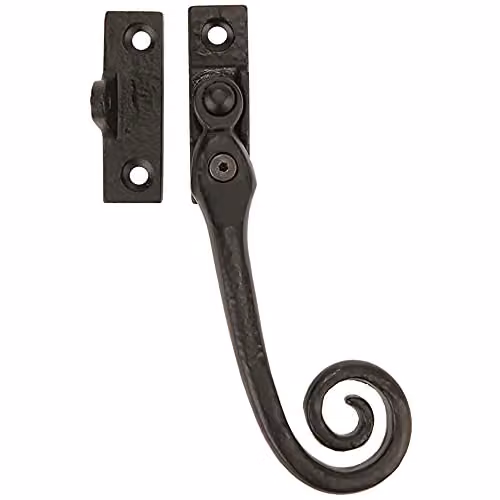 Loops Right Handed Curly-Tail Espagnolette Window Fastener in Black Antique, 57 x 17 mm