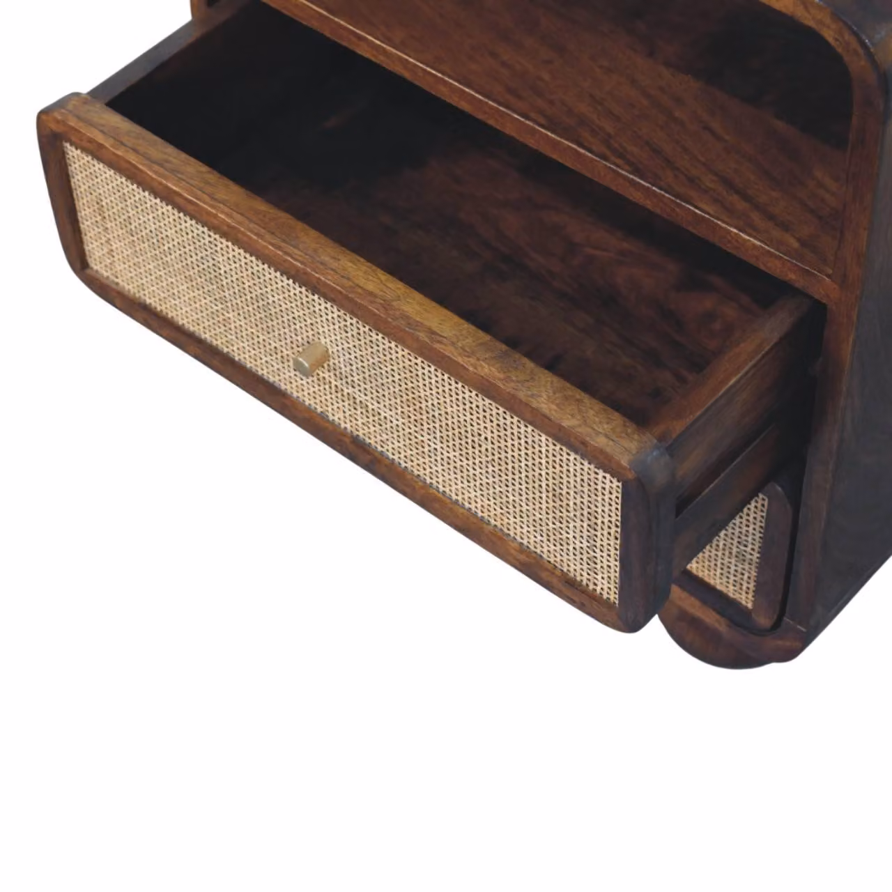 Aosom UK Solid Mango Wood Bedside Table with 2 Drawers and Open Shelf, Brown, W/D/H: 45 x 35 x 55 cm – 4