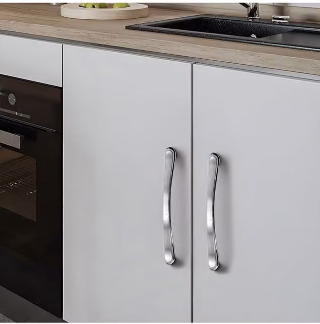 Living and Home 2-Piece Silver Polished Aluminium Bow Cabinet Handles and Drawer Pulls, Hole Centre: 96 mm
