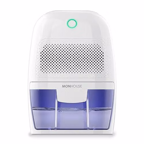 MONHOUSE Portable Electric Dehumidifier, 600ml Compact Moisture Absorber in White and Purple