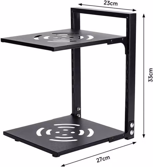 PAWNORA 2 Tier Metal Kitchen Pan and Saucepan Pot Rack, Black, W: 33.0 cm, D: 27.0 cm