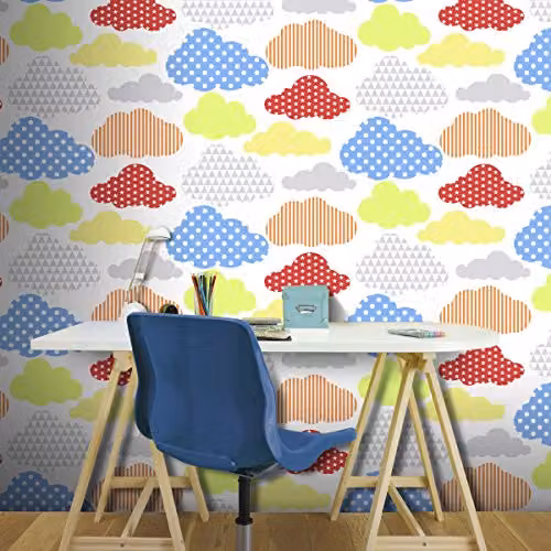 Superfresco Easy Marshmallow Dotty, Strip and Star Multicolour Cloud Print Paste the Wall Wallpaper – 3