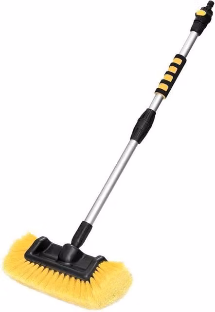 NESTLUNE Yellow Water Fed Extendable Car Wash Brush with Aluminium Telescopic Handle, W: 15 cm, H: 150 cm – 1