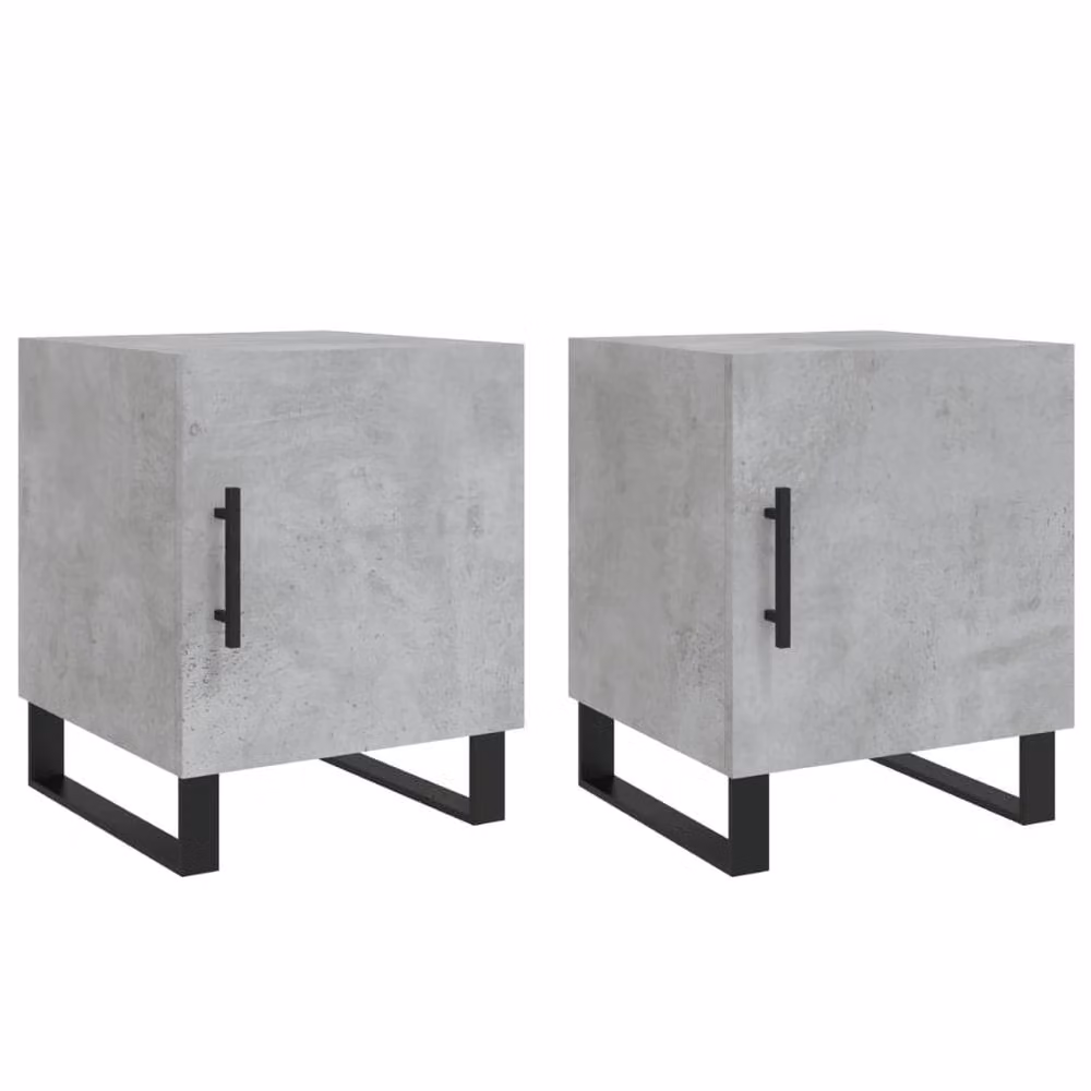 Berkfield Home Modern Bedside Cabinets, 2 Pack, Concrete Grey, W/D/H: 40 x 40 x 50 cm – 2