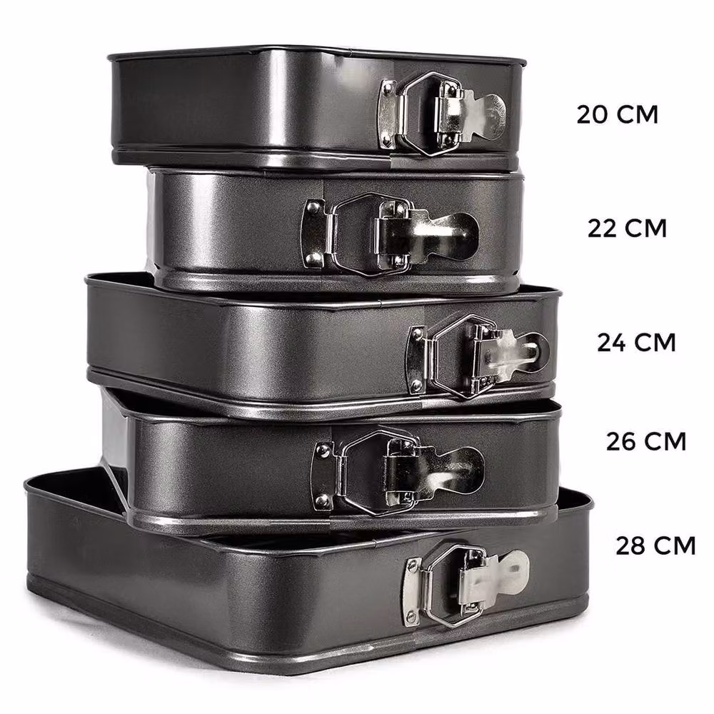 SPETLEK Set of 5 Non-Stick Black Springform Cake Baking Tins with Loose Base – 2