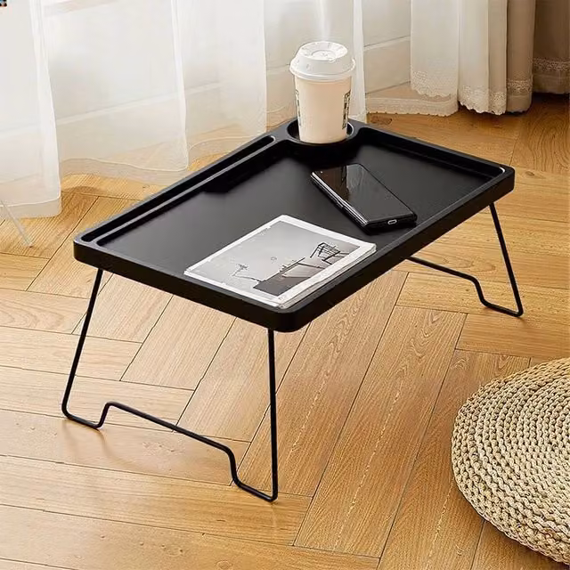 EONLION Black Folding Lap Desk with Metal Legs and Rectangular Top – 1