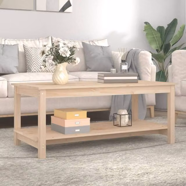Berkfield Home Beautiful Coffee Table in Light Tan Solid Pine Wood, W: 110 cm, D: 55 cm, H: 45 cm