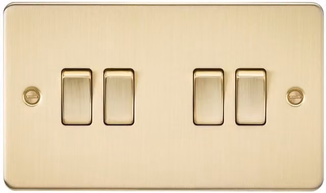 Knightsbridge FP4100BB Brushed Brass 2-Way Flush Plate Switch
