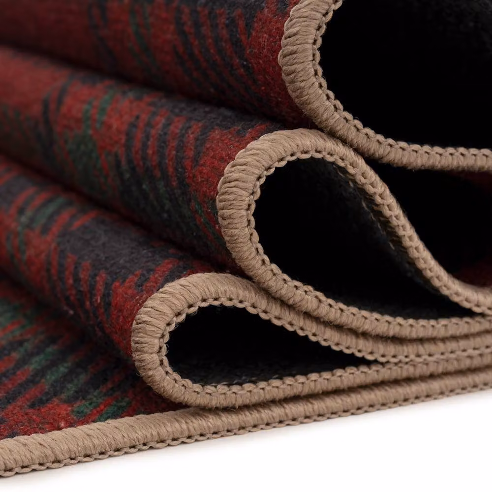Kukoon Red and Green Tartan Soft Chenille Washable Living Room Area Rug, W: 60 cm, L: 240 cm – 4