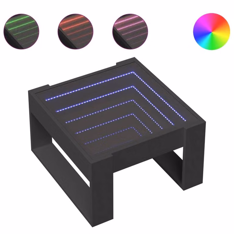 Berkfield Home Infinity LED Decorative Coffee Table, Black, W/D/H: 53 x 53 x 30 cm
