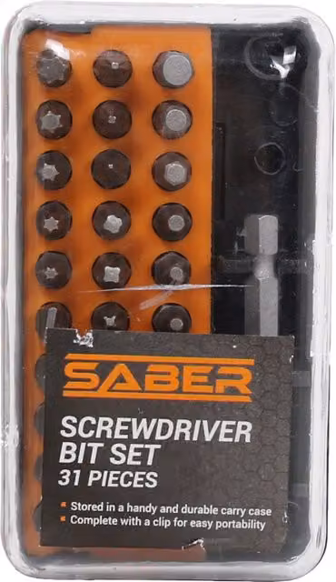 Saber 32 Piece Screwdriver Bit Set in Orange