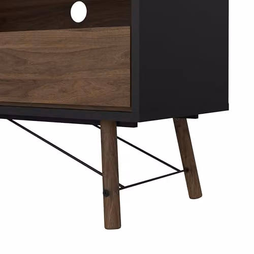 Furniture To Go Ry Modern Black Lacquered TV Unit with 1 Door and 1 Drawer, W/D/H: 150.29 x 40.1 x 59.59 cm – 4