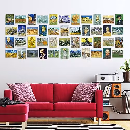 Artery8 50 Piece Vincent Van Gogh Aesthetic Collage Kit Multicolour Paper Art Prints, W/H: 14.8 x 10.5 cm