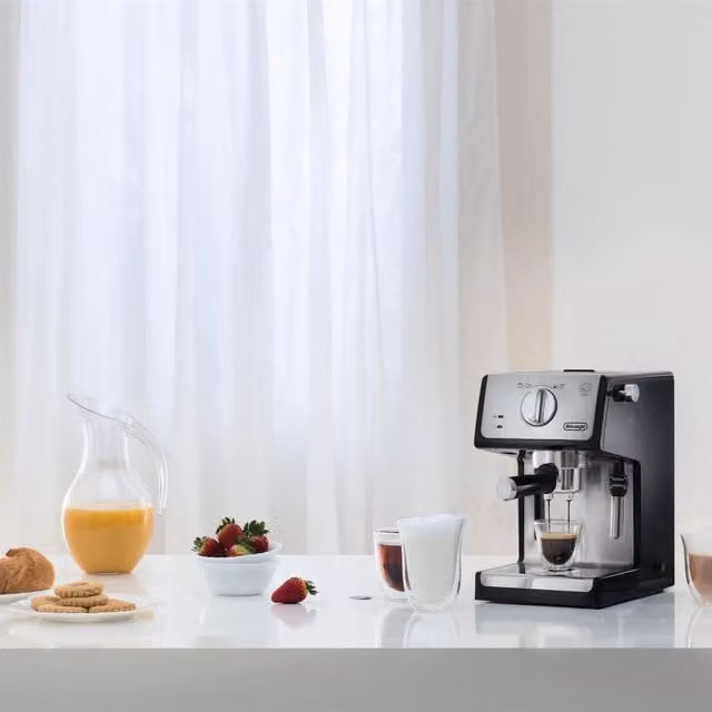DeLonghi Compact Traditional Espresso Coffee Machine with Steam Wand and ESE Pod Compatibility, Black