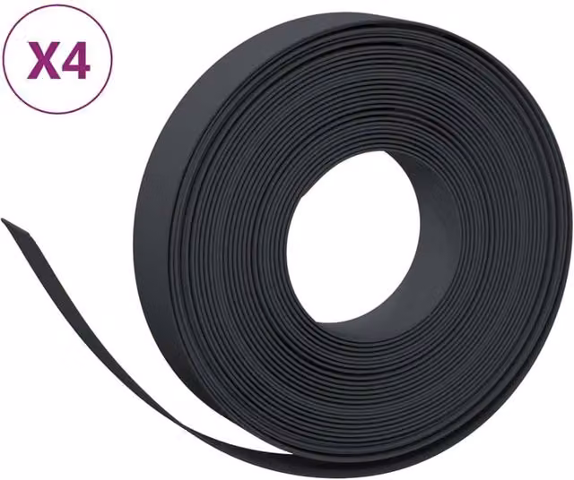 Berkfield Home Garden Edgings, 4 Pieces, Black, 10 m, 10 cm, Polyethylene – 1