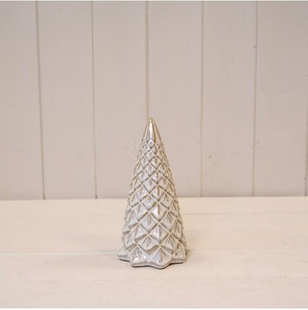 KDMD Medium White Ceramic Pinecone Style Tabletop Christmas Tree