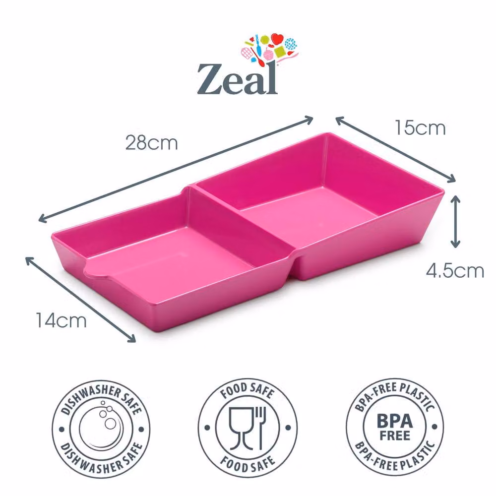 Zeal Fakeaway Divided Melamine Burger Tray in Neon Pink – 2
